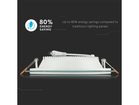 SKU 4743 VT-1202G RD V-TAC Mini Pannello LED 12W Rotondo da Incasso in Vetro 6000K