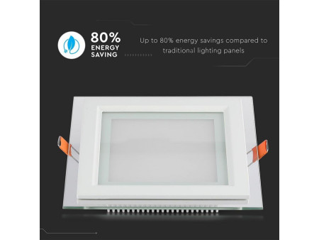 SKU 4746 VT-1881G SQ V-TAC Mini Pannello LED 18W Qudarato da Incasso in Vetro 3000K