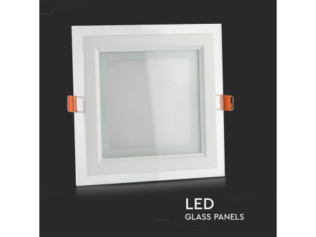 SKU 4746 VT-1881G SQ V-TAC Mini Pannello LED 18W Qudarato da Incasso in Vetro 3000K