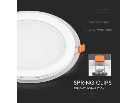 SKU 4759 VT-1881G V-TAC Mini Pannello LED 18W Rotondo da Incasso in Vetro 6400K