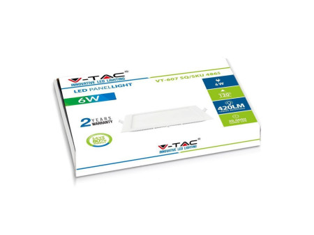 SKU 4863 VT-607 V-TAC Mini Pannello LED 6W Quadrato da Incasso 3000K