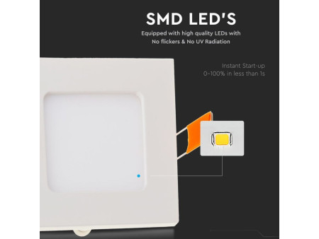 SKU 4864 VT-607 V-TAC Mini Pannello LED 6W Quadrato da Incasso 4000K
