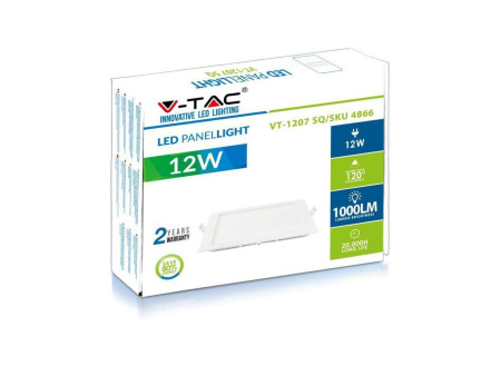 SKU 4866 VT-1207 V-TAC Mini Pannello LED 12W Quadrato da Incasso 3000K
