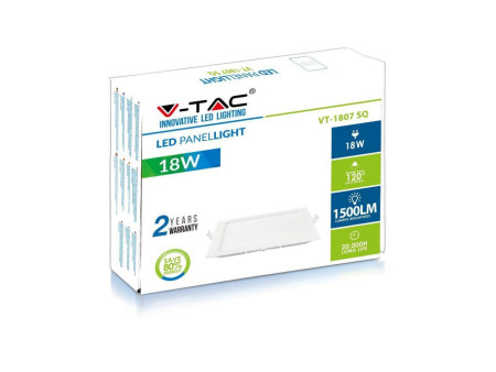 SKU 4870 VT-1807 V-TAC Mini Pannello LED 18W Quadrato da Incasso 4000K