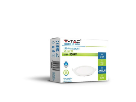SKU 4872 VT-2407 V-TAC Mini Pannello LED 24W Rotondo da Incasso 3000K