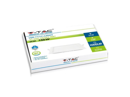 SKU 4889 VT-2407SQ V-TAC Mini Pannello LED 24W 83LM/W Quadrato da Incasso 6400K