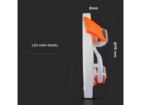 SKU 4932 VT-888RD V-TAC Mini Pannello LED 8W 100LM/W Rotondo da Incasso 4000K