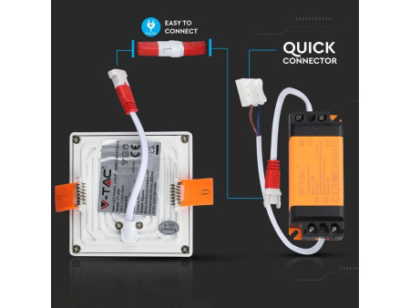 SKU 4945 VT-888SQ V-TAC Mini Pannello LED 8W 100LM/W Quadrato da Incasso 6400K