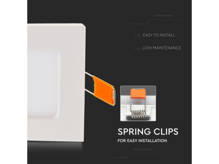 SKU 6297 VT-307SQ V-TAC Mini Pannello LED 3W Quadrato da Incasso Bianco 6400K