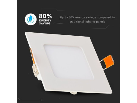 SKU 6297 VT-307SQ V-TAC Mini Pannello LED 3W Quadrato da Incasso Bianco 6400K