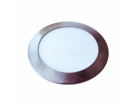 SKU 6339 VT-607SN V-TAC Mini Pannello LED 6W Rotondo da Incasso Nichel Satinato 6400K