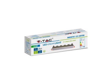 SKU 6406 VT-20001 V-TAC Mini Pannello LED 20W Lineare da Incasso 290x45x65mm Bianco 6400K
