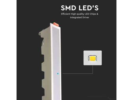 SKU 6407 VT-30001 V-TAC Mini Pannello LED 30W Lineare da Incasso 430x45x65mm Bianco 3000K