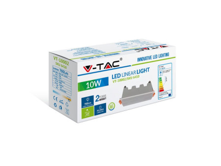 SKU 6412 VT-10002 V-TAC Mini Pannello LED 10W Lineare da Incasso 160x45x72mm Bianco 6400K