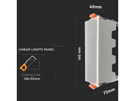 SKU 6411 VT-10002 V-TAC Mini Pannello LED 10W Lineare da Incasso 160x45x72mm Bianco 4000K