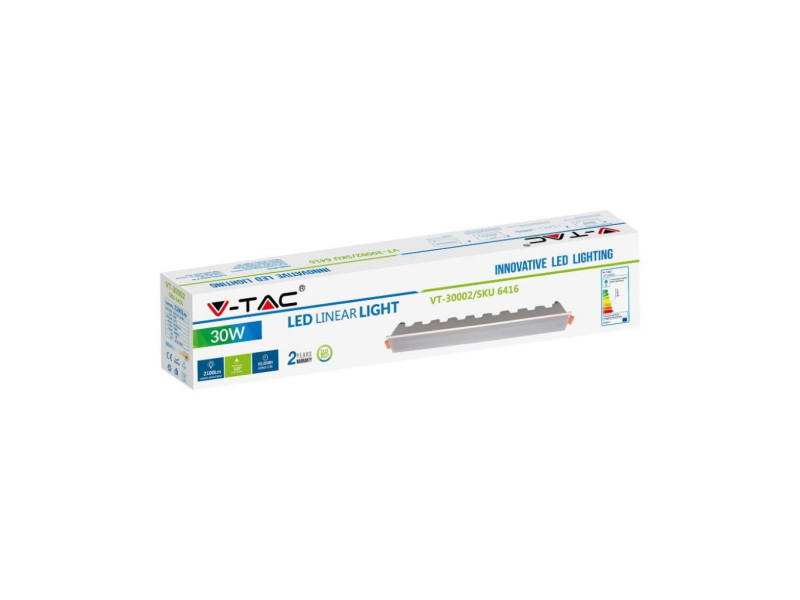 SKU 6416 VT-30002 V-TAC Mini Pannello LED 30W Lineare da Incasso 430x45x72mm Bianco 3000K