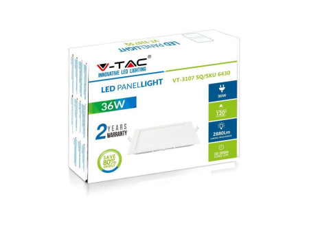 SKU 6431 VT-3107SQ V-TAC Mini Pannello LED 36W Quadrato da Incasso 6400K