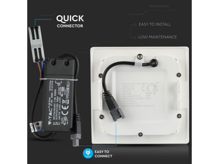 SKU 704 VT-606SQ V-TAC PRO Mini Pannello LED Chip Samsung 6W Quadrato da Incasso 4000K