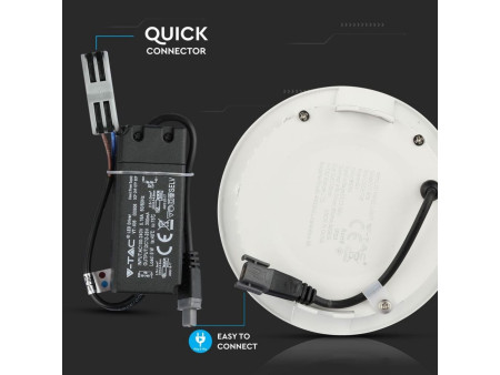SKU 706 VT-606RD V-TAC PRO Mini Pannello LED Chip Samsung 6W Rotondo da Incasso 3000K