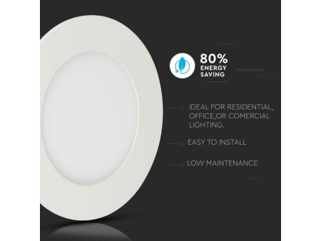 SKU 708 VT-606RD V-TAC PRO Mini Pannello LED Chip Samsung 6W Rotondo da Incasso 6400K