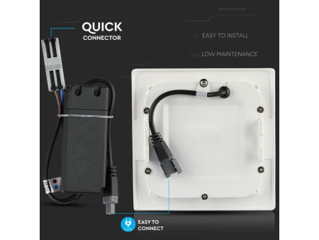 SKU 709 VT-612SQ V-TAC PRO Mini Pannello LED Chip Samsung 12W Quadrato da Incasso 3000K