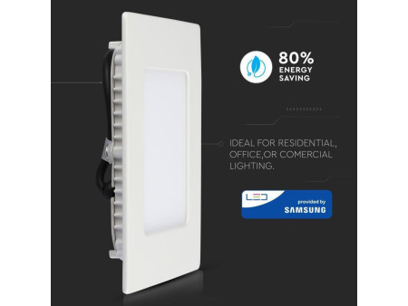 SKU 715 VT-618SQ V-TAC PRO Mini Pannello LED Chip Samsung 18W Quadrato da Incasso 3000K