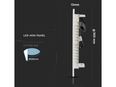 SKU 724 VT-624RD V-TAC PRO Mini Pannello LED Chip Samsung 24W Rotondo da Incasso 3000K