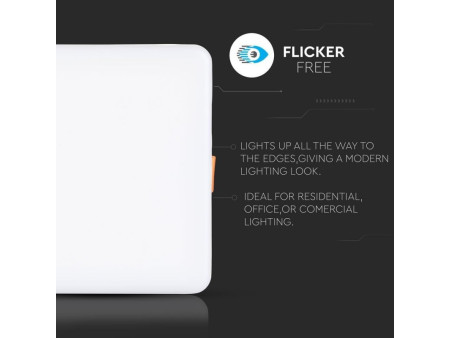 SKU 736 VT-619SQ V-TAC PRO Mini Pannello LED Chip Samsung 18W Qudarato da Incasso Regolabile 3000K