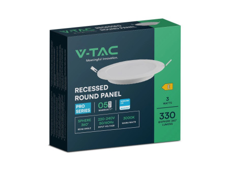 SKU 78601 VT-61006 V-TAC PRO Mini Pannello LED Chip Samsung 6W Rotondo da Incasso (Foro 107-112mm) Bianco 6500K