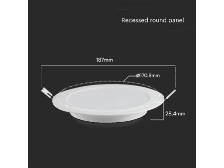 SKU 78631 VT-61012 V-TAC PRO Mini Pannello LED Chip Samsung 12W Rotondo da Incasso (Foro 150-155mm) Bianco 6500K