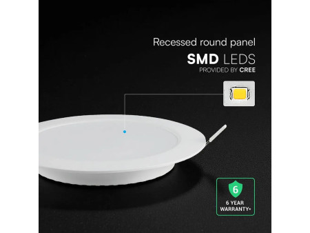SKU 78616 VT-61012CCT V-TAC PRO Mini Pannello LED Chip CREE 12W Rotondo da Incasso (Foro 145-150mm) Bianco CCT