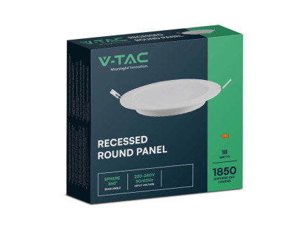 SKU 7865 VT-61018 V-TAC Mini Pannello LED 18W Rotondo da Incasso (Foro 200-205mm) Bianco 4000K