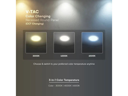 SKU 78646 VT-61018CCT V-TAC PRO Mini Pannello LED Chip CREE 18W Rotondo da Incasso (Foro 200-205mm) CCT