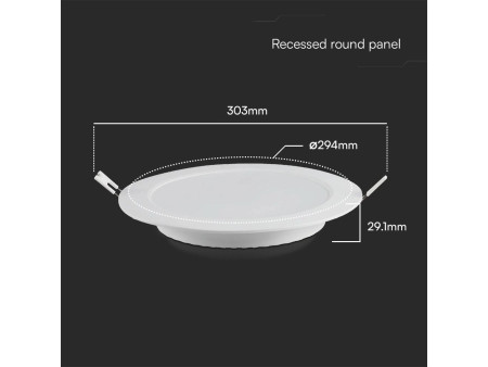 SKU 78681 VT-61024 V-TAC PRO Mini Pannello LED Chip Samsung 24W Rotondo da Incasso (Foro 275-280mm) Bianco 4000K