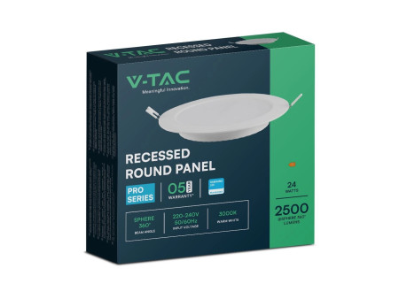 SKU 78691 VT-61024 V-TAC PRO Mini Pannello LED Chip Samsung 24W Rotondo da Incasso (Foro 275-280mm) Bianco 6500K