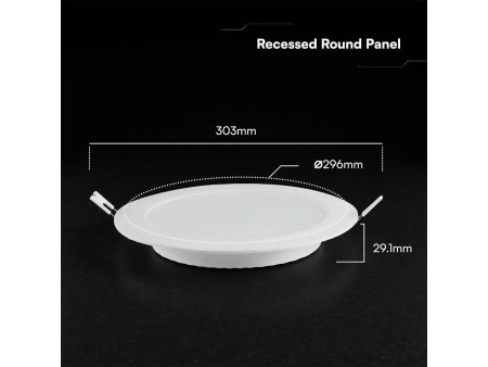 SKU 78676 VT-61024CCT V-TAC PRO Mini Pannello LED Chip CREE 24W Rotondo da Incasso (Foro 265-275mm) Bianco CCT