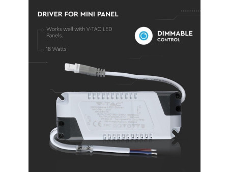 SKU 8075 V-TAC Driver Dimmerabile per Pannelli LED 18W