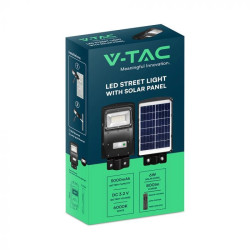 SKU 95532 VT-ST63W V-TAC Armatura Stradale LED 6W Pannello Solare e Telecomando, Sensore Radar e Batteria LiFePO4 6000K IP65