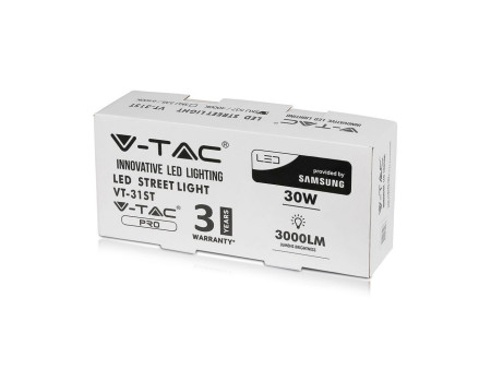 SKU 538 VT-31ST  V-TAC PRO Armatura Stradale LED Chip Samsung 30W Colore Grigio 6400K IP65