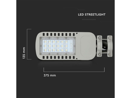 SKU 957 VT-34ST V-TAC PRO Armatura Stradale LED Chip Samsung 30W 120LM/W Colore Grigio 6400K IP65