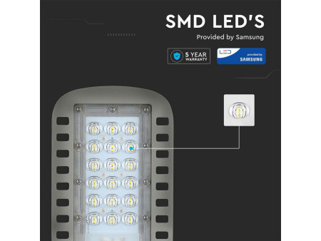 SKU 956 VT-34ST V-TAC PRO Armatura Stradale LED Chip Samsung 30W 120LM/W Colore Grigio 4000K IP65