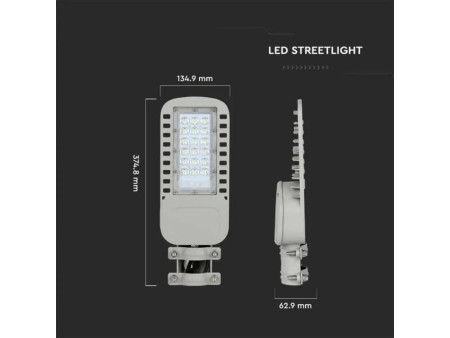 SKU 21957 VT-34ST-N V-TAC PRO Armatura Stradale LED Chip Samsung 30W 135LM/W Colore Grigio 6500K IP65