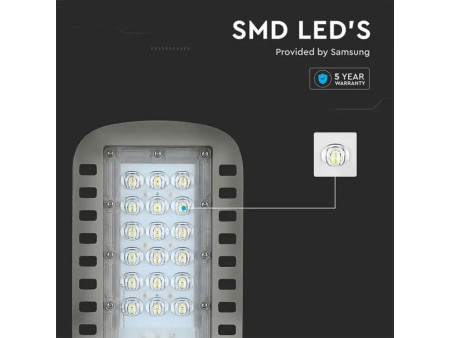SKU 21956 VT-34ST-N V-TAC PRO Armatura Stradale LED Chip Samsung 30W 135LM/W Colore Grigio 4000K IP65