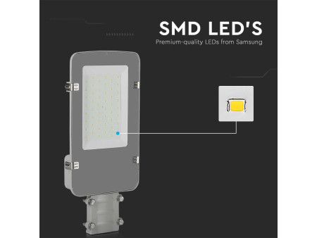 SKU 215251 VT-30ST-N-G V-TAC PRO Armatura Stradale LED Chip Samsung 30W Colore Grigio 4000K IP65