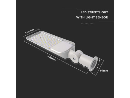 SKU 20430 VT-39ST-S V-TAC PRO Armatura Stradale LED Chip Samsung 30W con Sensore Colore Grigio 4000K IP65