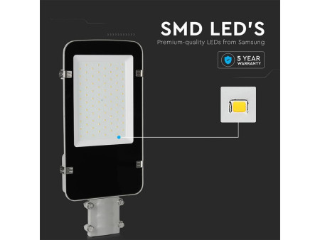SKU 21527 VT-50ST V-TAC PRO Armatura Stradale LED Chip Samsung 50W Colore Grigio 4000K IP65