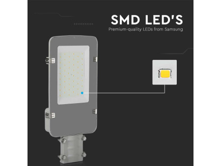 SKU 215271 VT-50ST-N-G V-TAC PRO Armatura Stradale LED Chip Samsung 50W Colore Grigio 4000K IP65