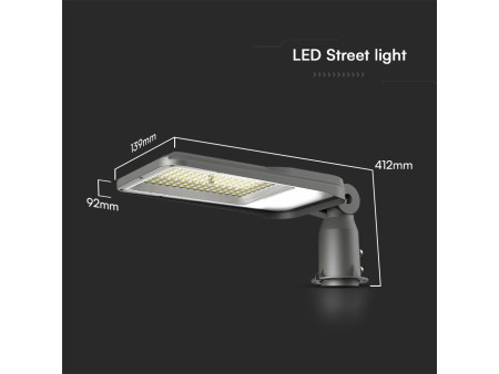 SKU 23619 VT-55ST V-TAC PRO Armatura Stradale LED Chip Samsung 50W 100LM/W con Angolo di Inclinazione Regolabile 180° Colore Gri