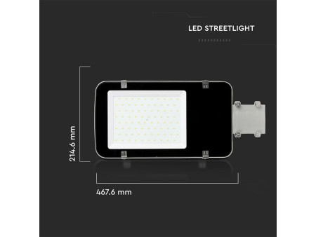 SKU 528 VT-50ST V-TAC PRO Armatura Stradale LED Chip Samsung 50W 120LM/W Colore Grigio 6400K IP65