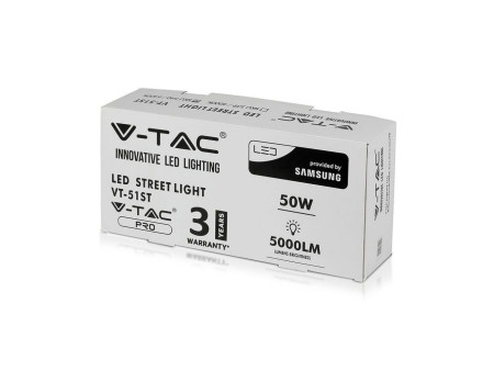 SKU 540 VT-51ST V-TAC PRO Armatura Stradale LED Chip Samsung 50W Colore Grigio 6400K IP65